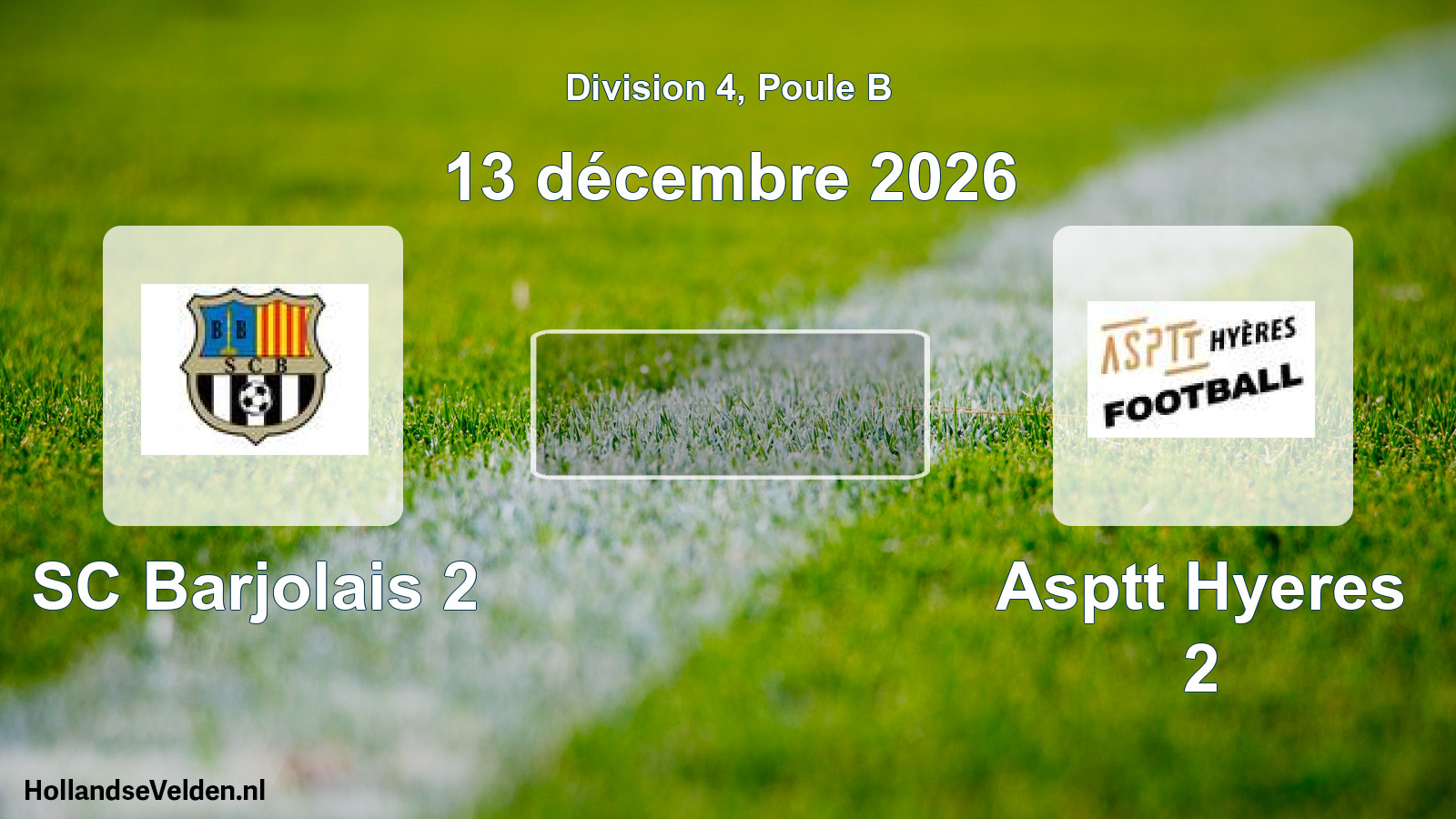 Match programmé: SC Barjolais 2 - Asptt Hyeres 2 (13 décembre 2026)