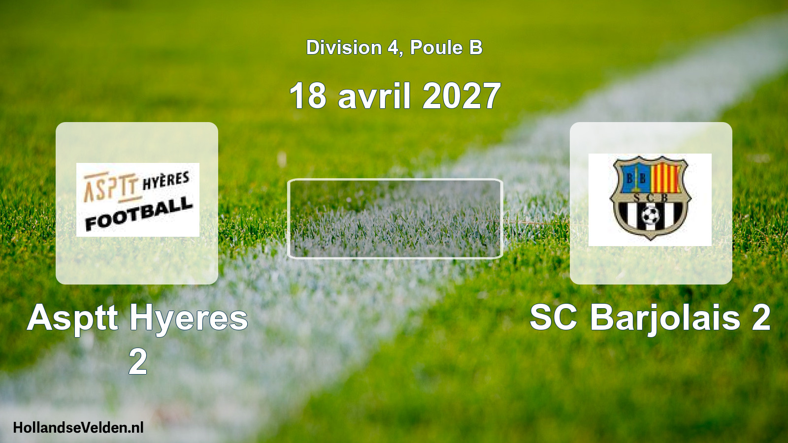 Geplande wedstrijd: Asptt Hyeres 2 - SC Barjolais 2 (18 april 2027)