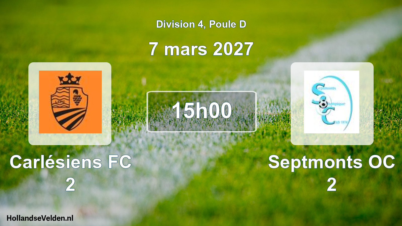 Match programmé: Carlésiens FC 2 - Septmonts OC 2 (7 mars 2027)