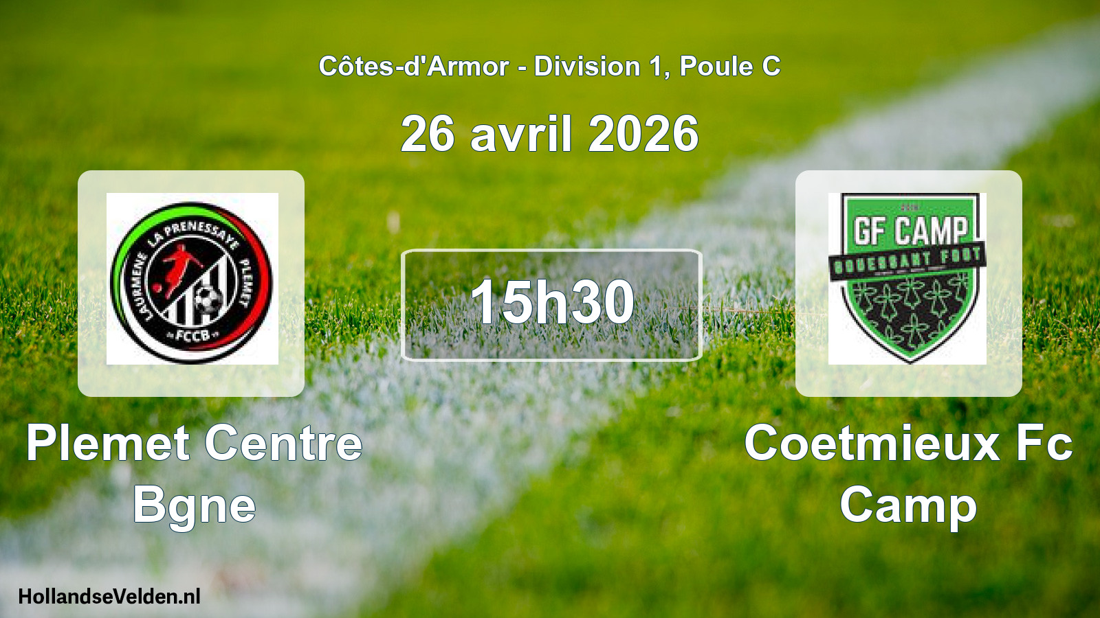 Scheduled Match: Plemet Centre Bgne - Coetmieux Fc Camp (26 April 2026)