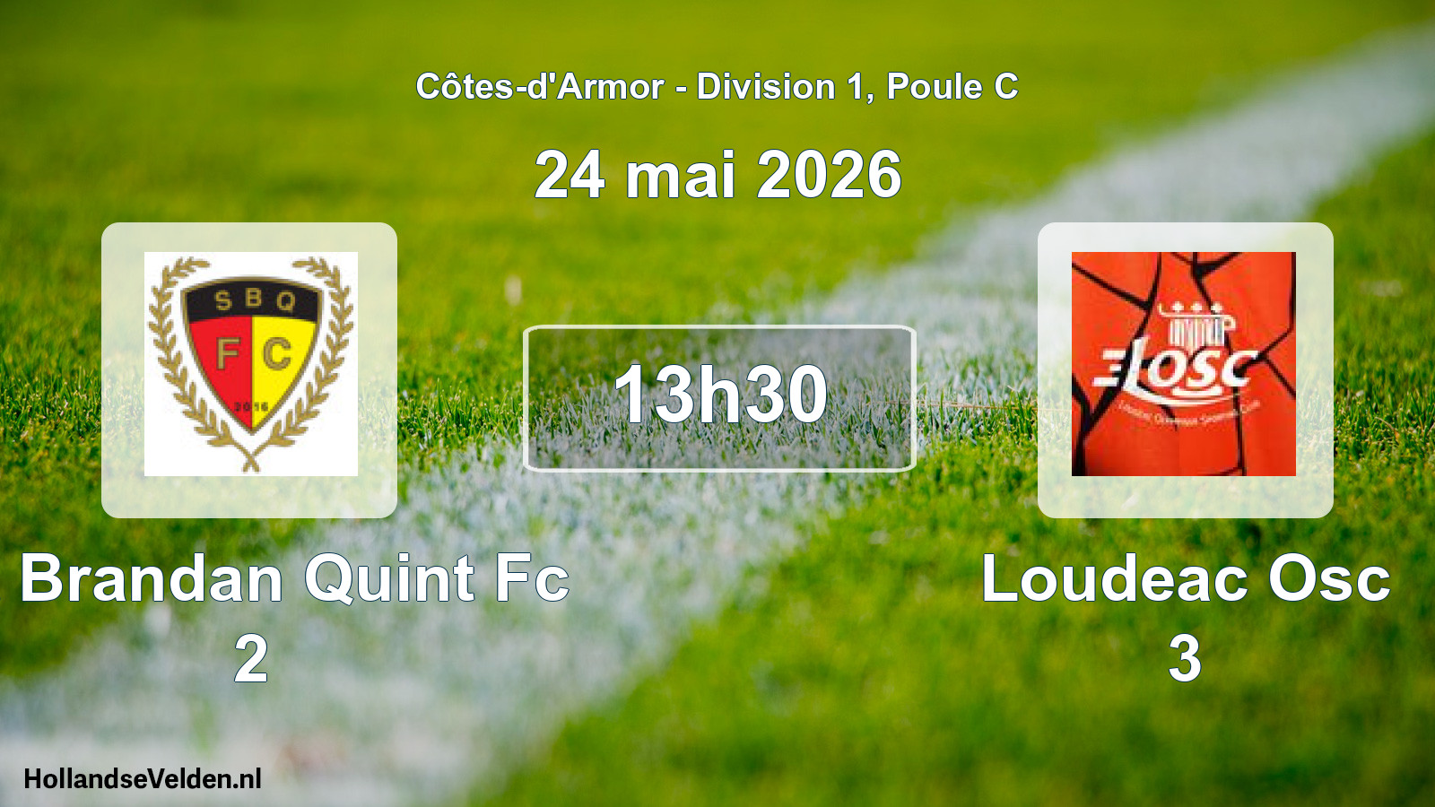 Geplande wedstrijd: St Brandan Quint Fc 2 - Loudeac Osc 3 (24 mai 2026)
