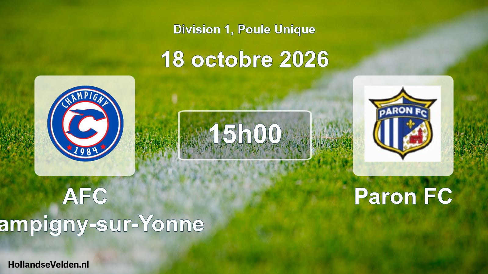 Match programmé: AFC Champigny-sur-Yonne - Paron FC (18 octobre 2026)