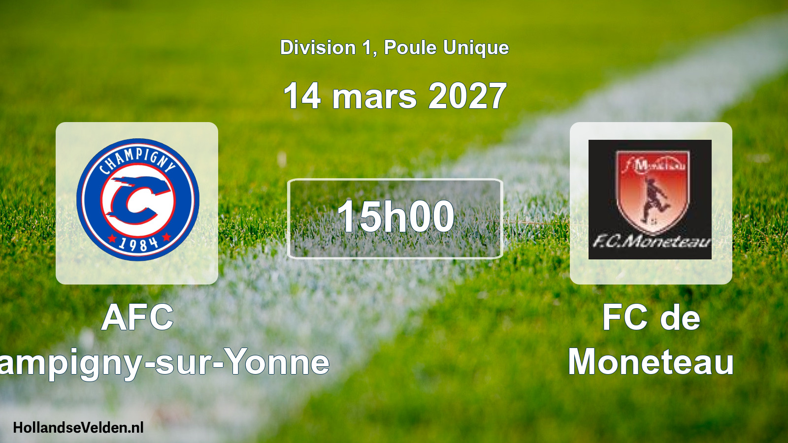 Match programmé: AFC Champigny-sur-Yonne - FC de Moneteau (14 mars 2027)