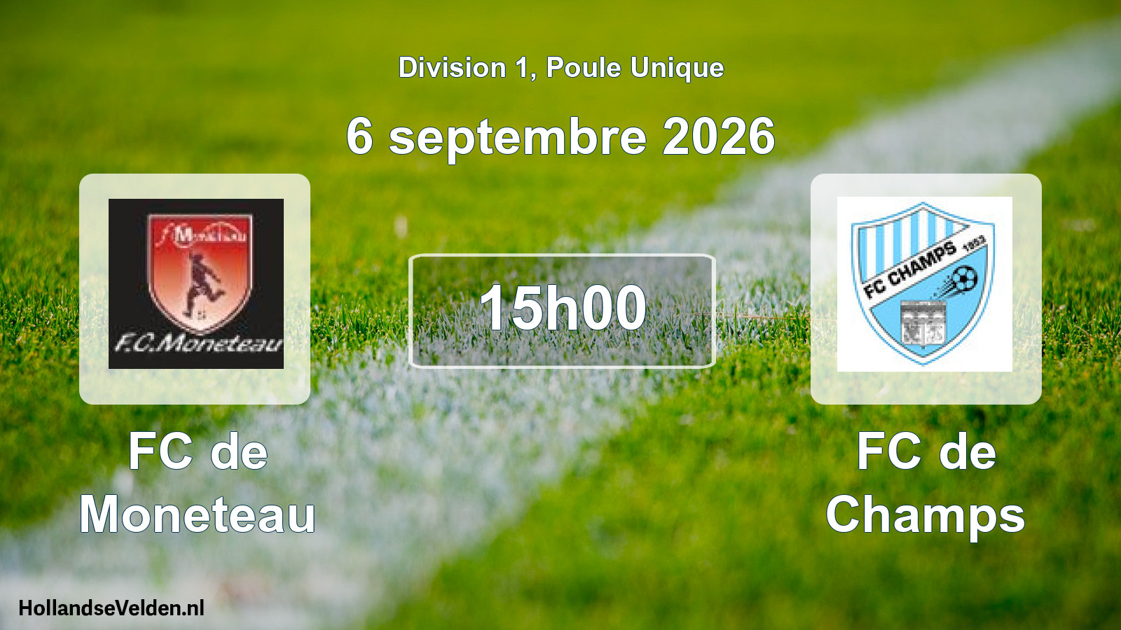 Match programmé: FC de Moneteau - FC de Champs (6 septembre 2026)