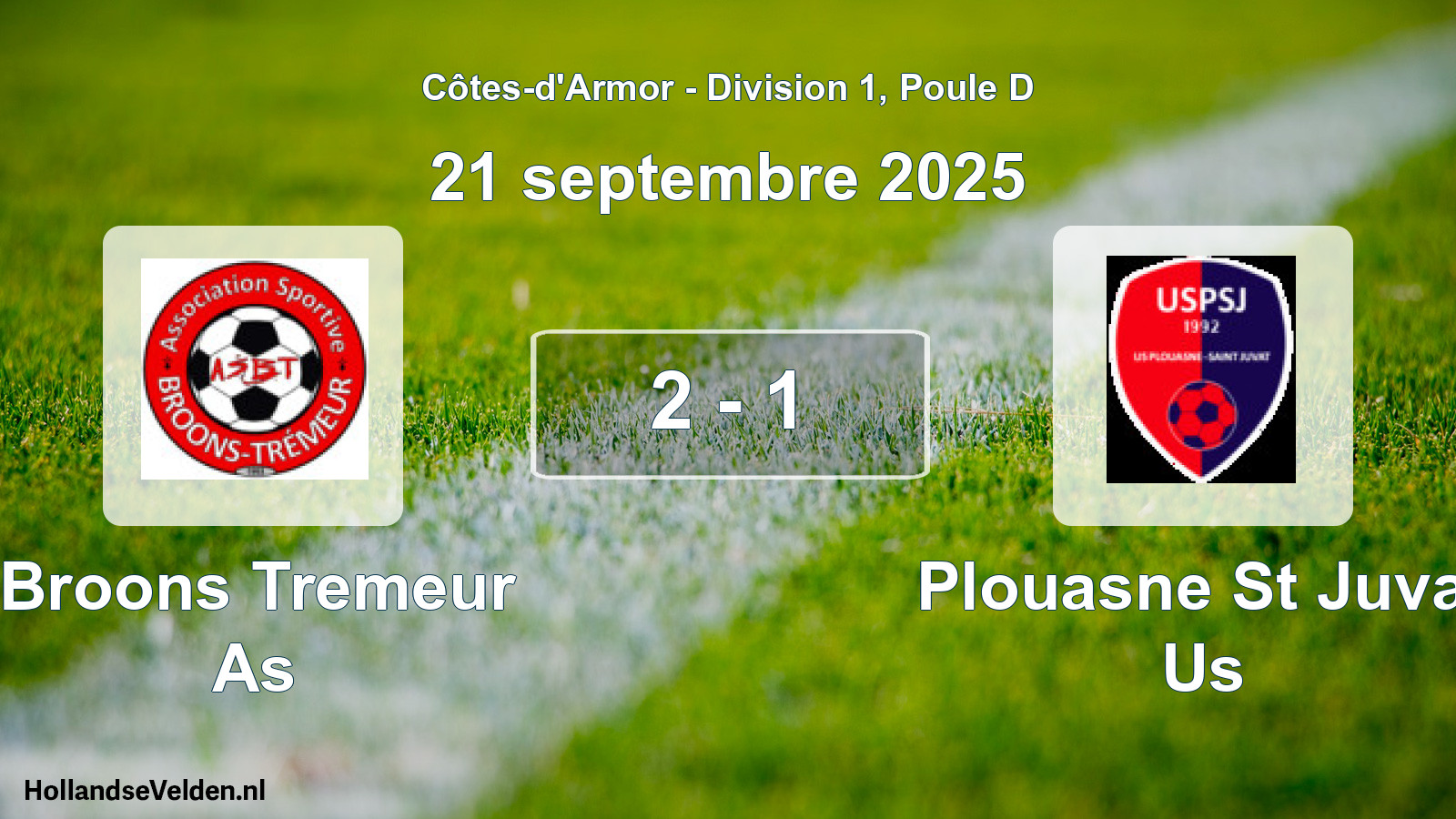 Gespeelde wedstrijd: Broons Tremeur As - Plouasne St Juvat Us 2 - 1 (21 septembre 2025)