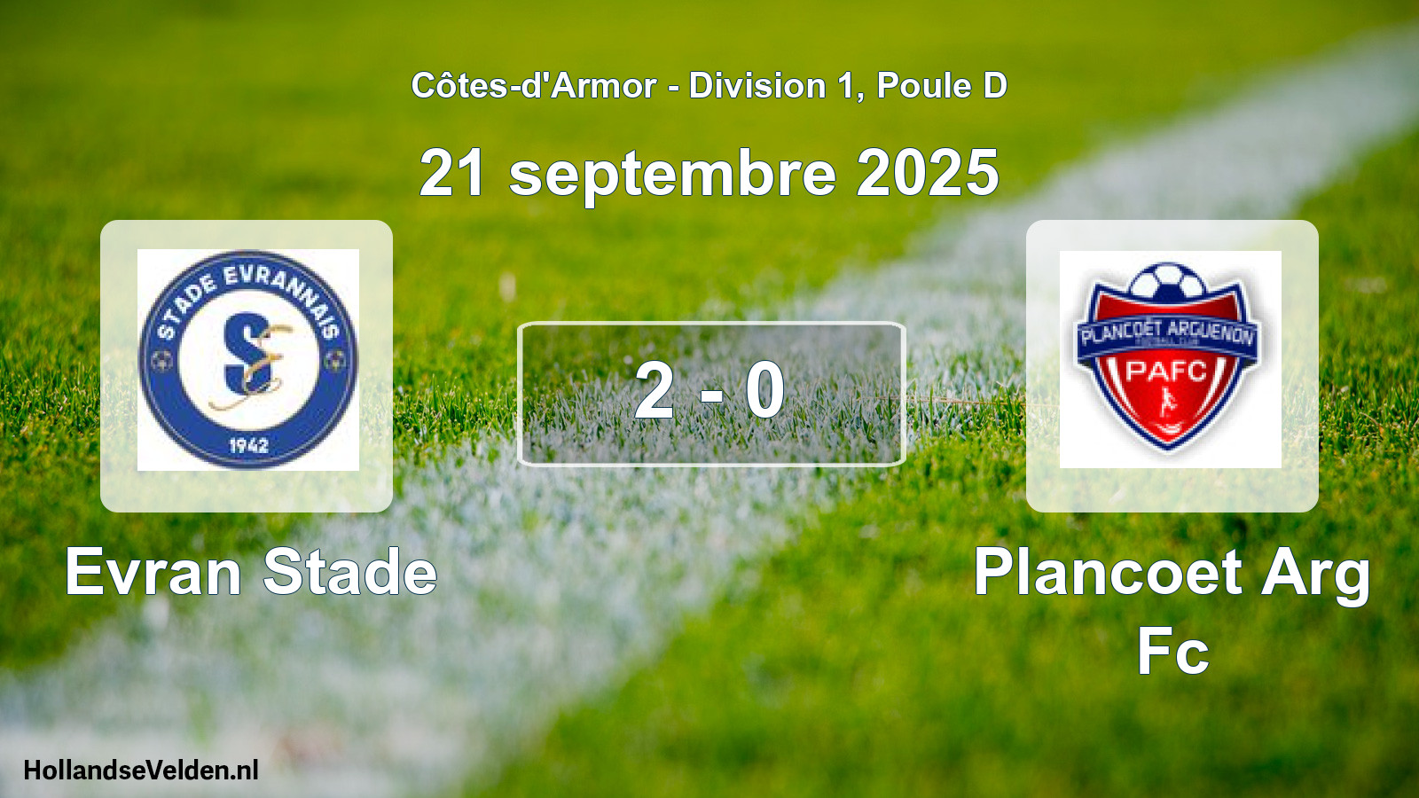 Gespeelde wedstrijd: Evran Stade - Plancoet Arg Fc 2 - 0 (21 septembre 2025)