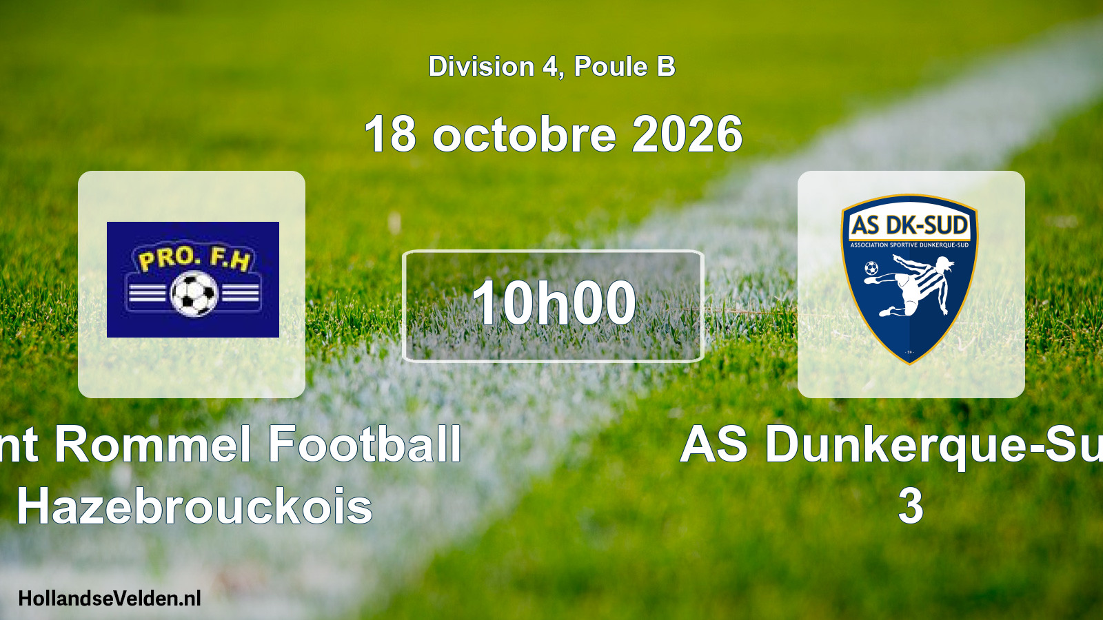 Geplande wedstrijd: Pont Rommel Football Hazebrouckois - AS Dunkerque-Sud 3 (18 oktober 2026)