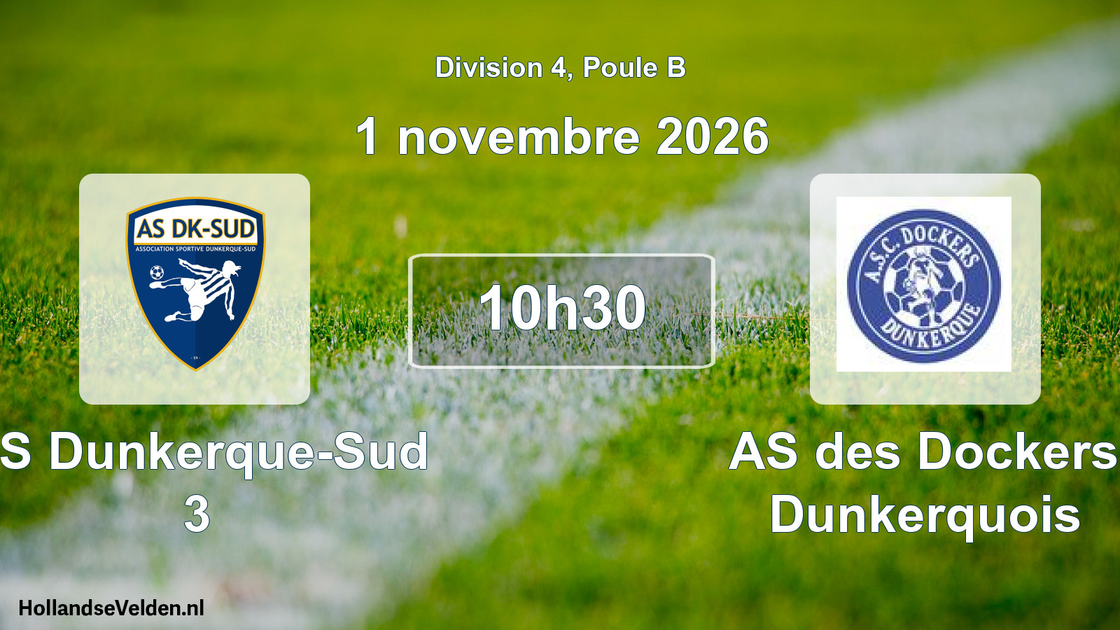 Geplande wedstrijd: AS Dunkerque-Sud 3 - AS des Dockers Dunkerquois (1 november 2026)