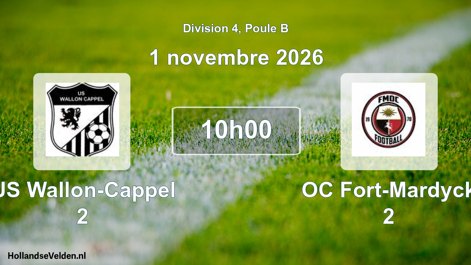 Geplande wedstrijd: US Wallon-Cappel 2 - OC Fort-Mardyck 2 (1 november 2026)