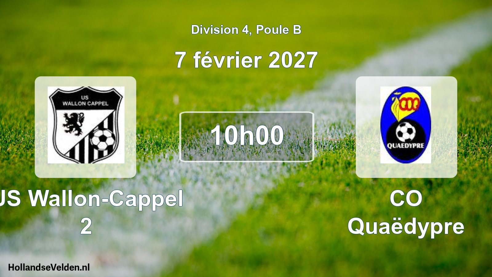 Geplande wedstrijd: US Wallon-Cappel 2 - CO Quaëdypre (7 februari 2027)