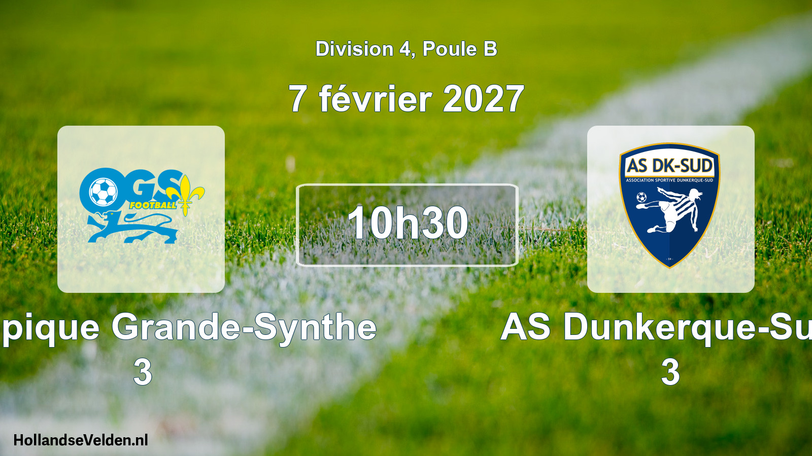 Geplande wedstrijd: Olympique Grande-Synthe 3 - AS Dunkerque-Sud 3 (7 februari 2027)