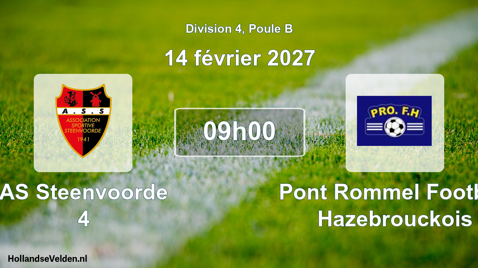 Geplande wedstrijd: AS Steenvoorde 4 - Pont Rommel Football Hazebrouckois (14 februari 2027)