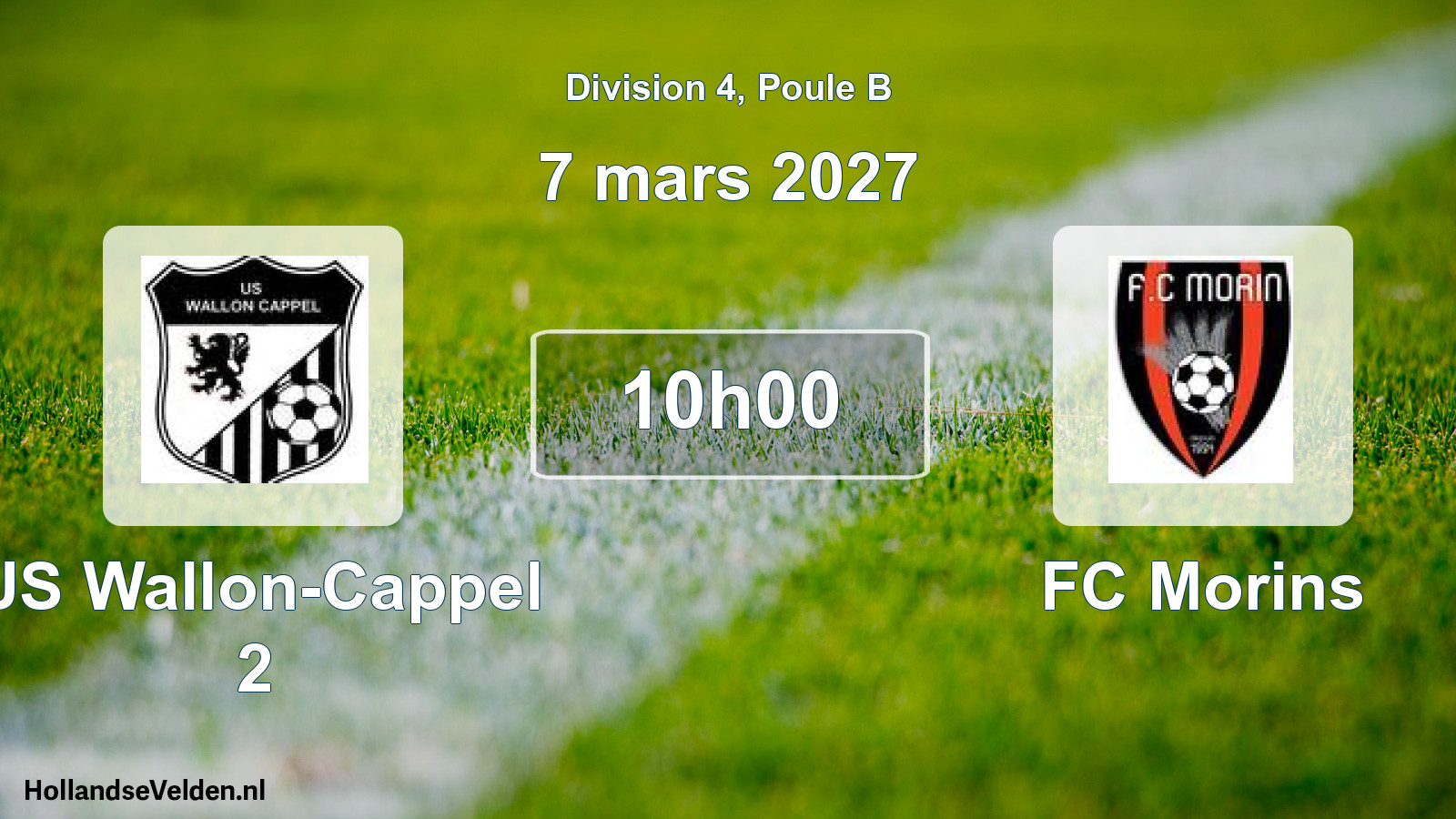 Geplande wedstrijd: US Wallon-Cappel 2 - FC Morins (7 maart 2027)