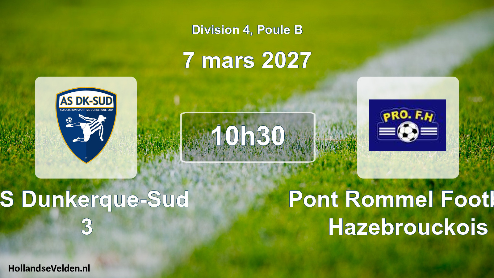 Geplande wedstrijd: AS Dunkerque-Sud 3 - Pont Rommel Football Hazebrouckois (7 maart 2027)