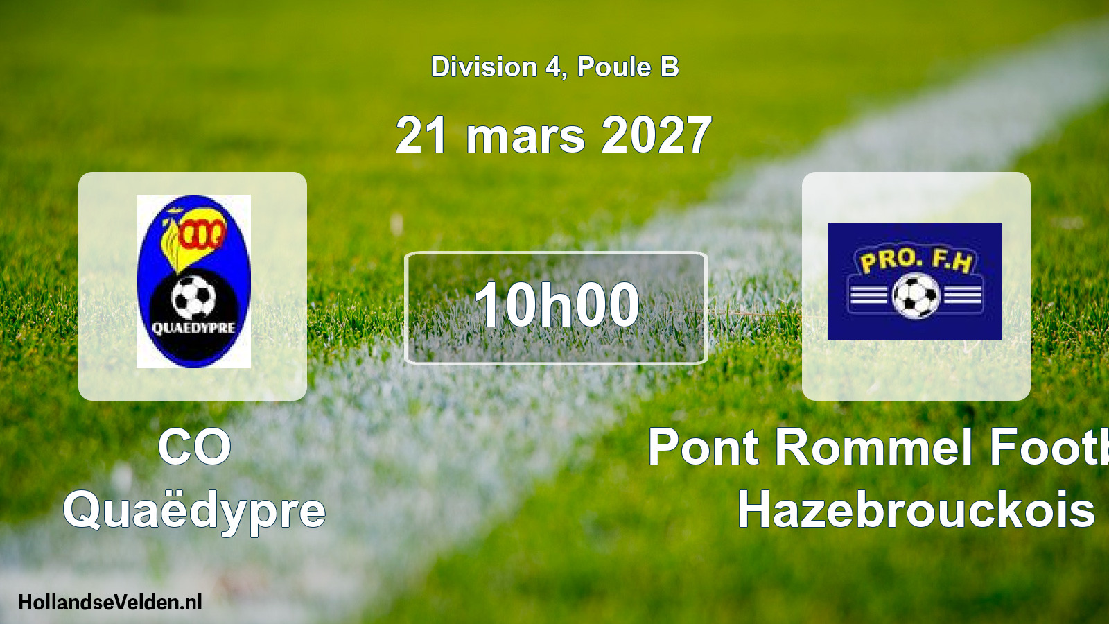 Geplande wedstrijd: CO Quaëdypre - Pont Rommel Football Hazebrouckois (21 maart 2027)