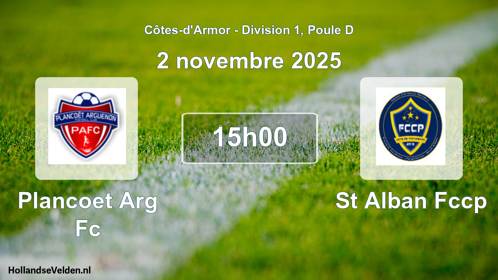 Scheduled Match: Plancoet Arg Fc - St Alban Fccp (2 November 2025)