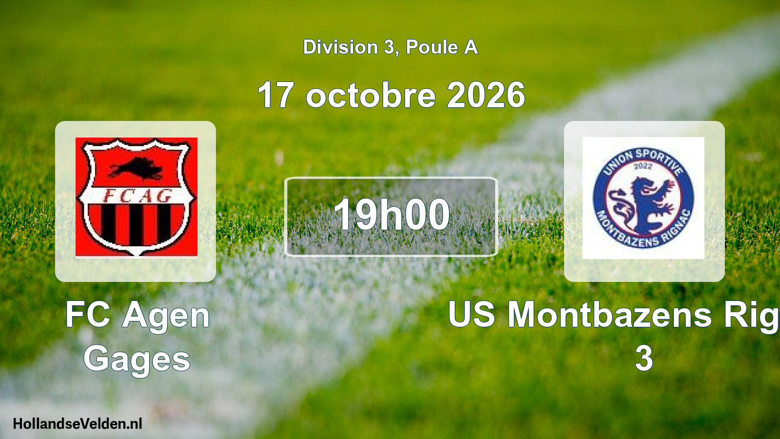Match programmé: FC Agen Gages - US Montbazens Rignac 3 (17 octobre 2026)