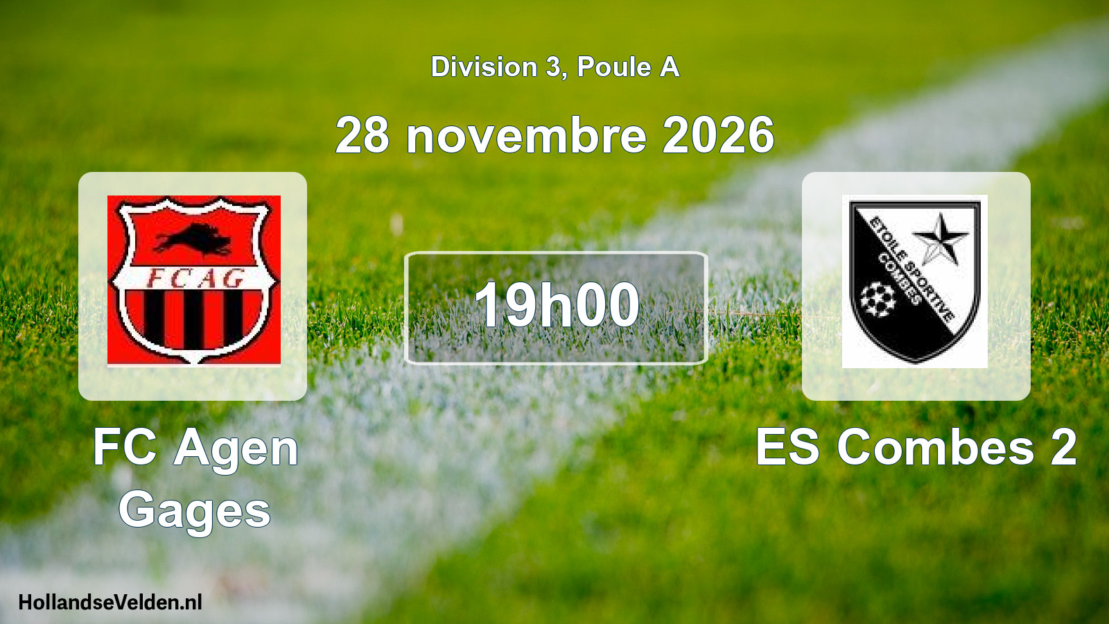 Match programmé: FC Agen Gages - ES Combes 2 (28 novembre 2026)