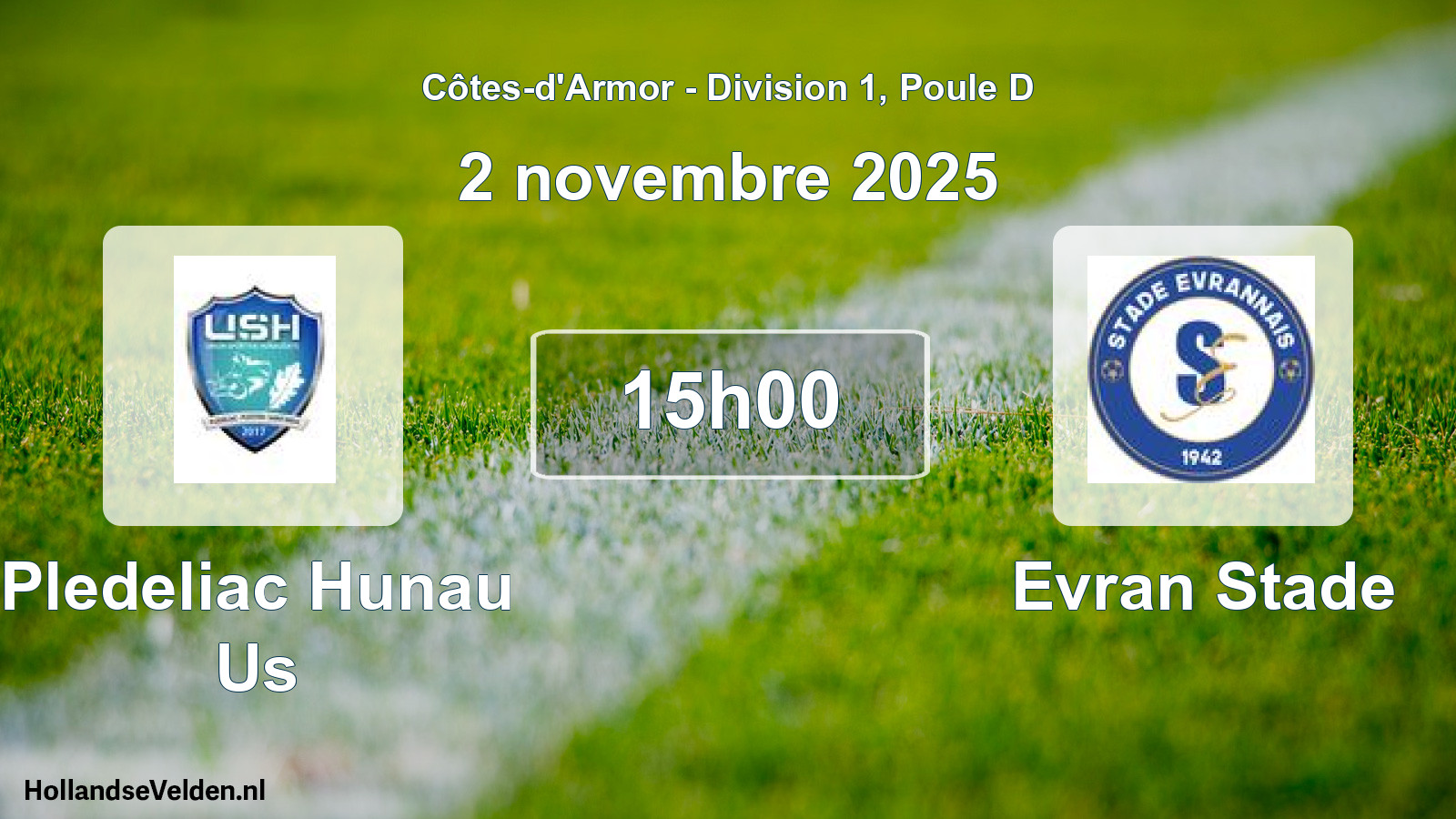 Geplande wedstrijd: Pledeliac Hunau Us - Evran Stade (2 novembre 2025)