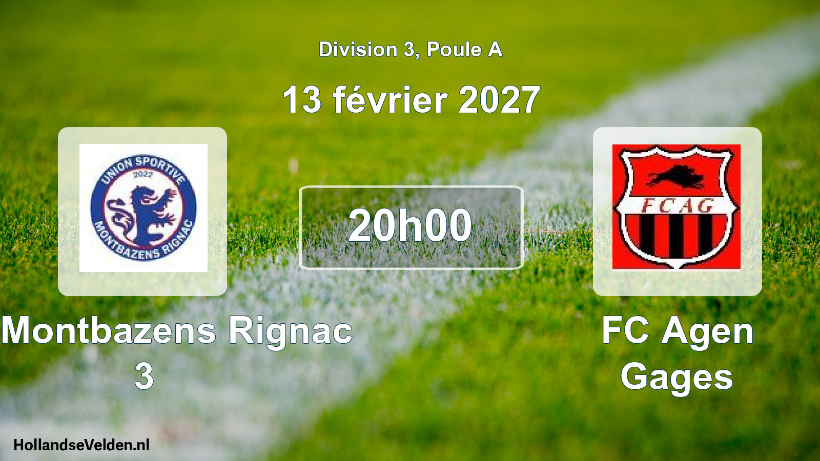 Match programmé: US Montbazens Rignac 3 - FC Agen Gages (13 février 2027)