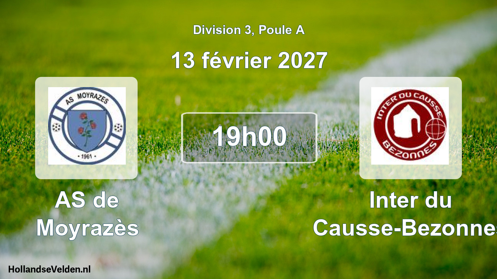 Match programmé: AS de Moyrazès - Inter du Causse-Bezonnes (13 février 2027)
