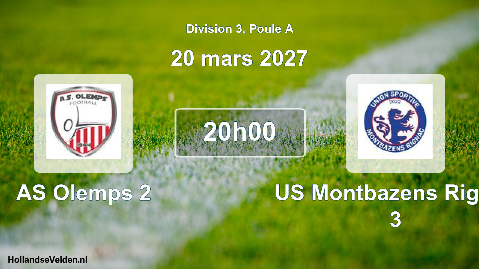 Match programmé: AS Olemps 2 - US Montbazens Rignac 3 (20 mars 2027)