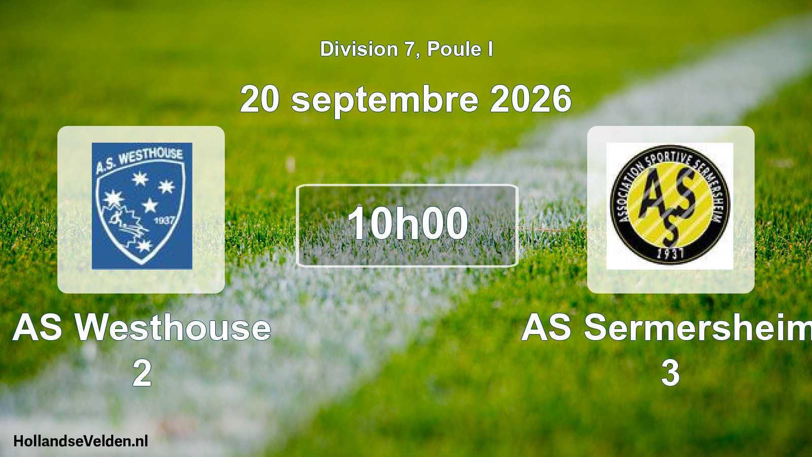 Scheduled Match: AS Westhouse 2 - AS Sermersheim 3 (20 September 2026)