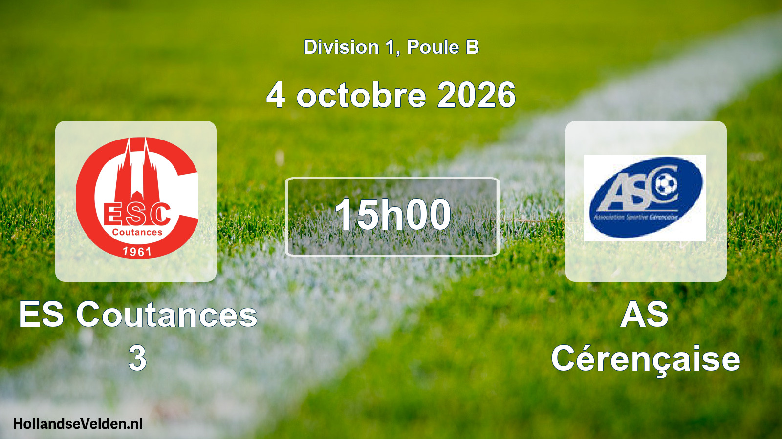 Match programmé: ES Coutances 3 - AS Cérençaise (4 octobre 2026)