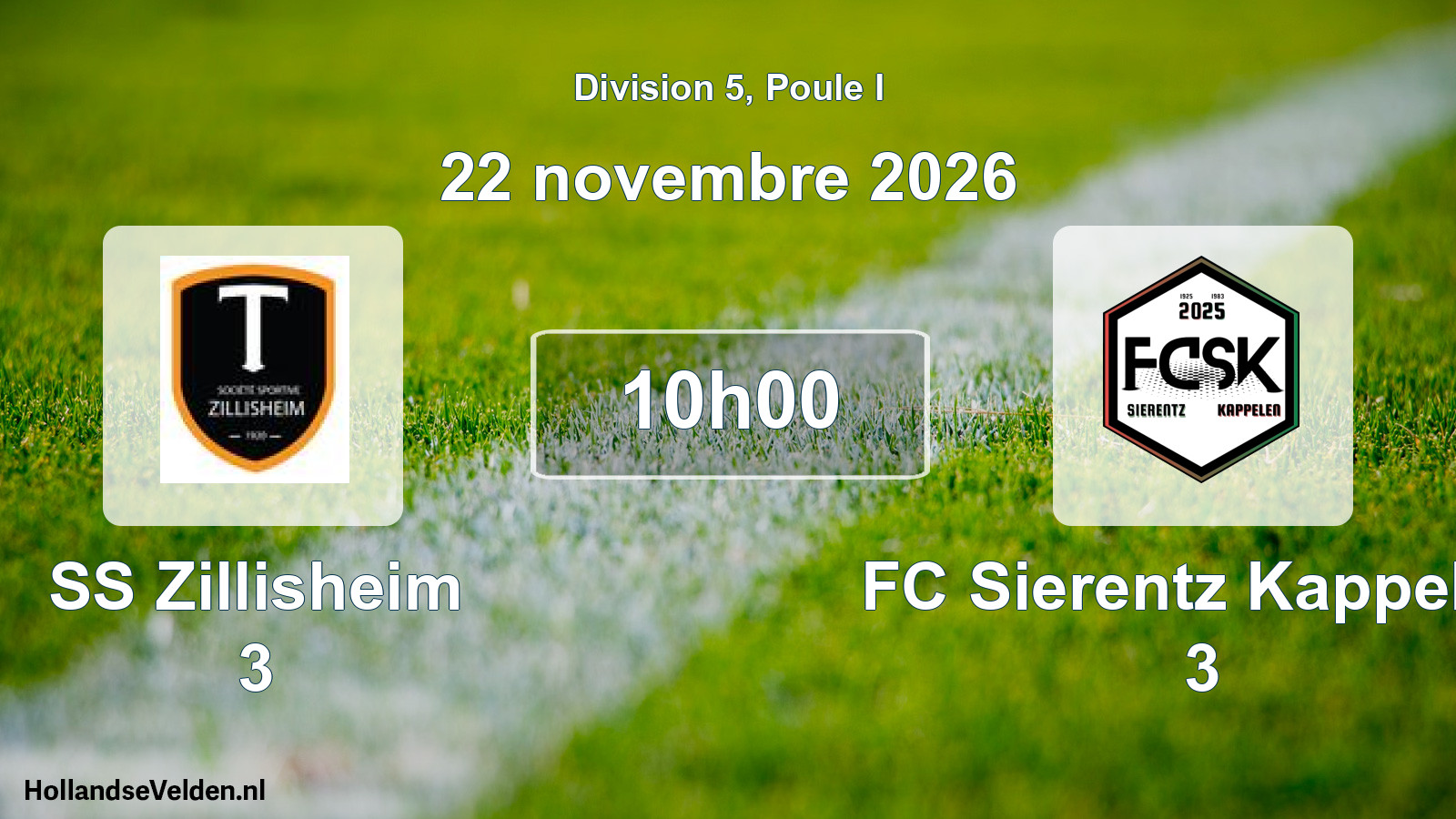 Scheduled Match: SS Zillisheim 3 - FC Sierentz Kappelen 3 (22 November 2026)