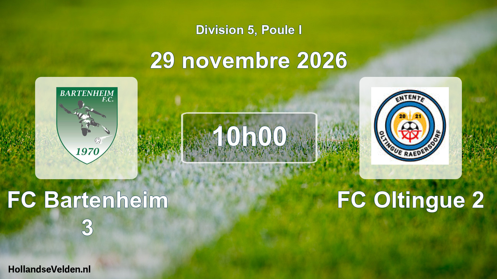 Scheduled Match: FC Bartenheim 3 - FC Oltingue 2 (29 November 2026)