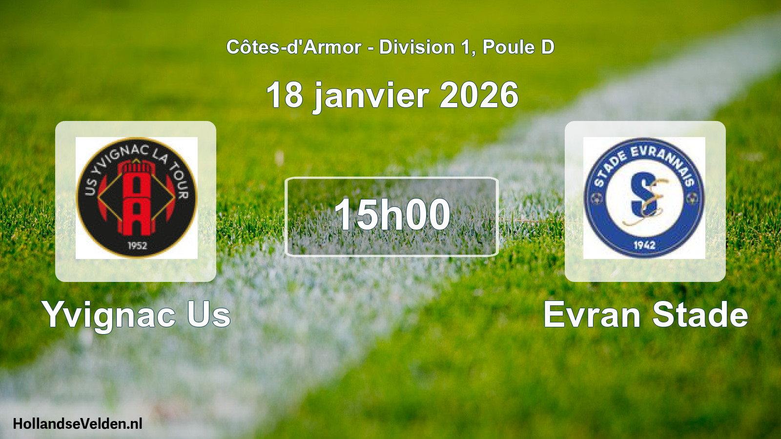 Scheduled Match: Yvignac Us - Evran Stade (18 January 2026)