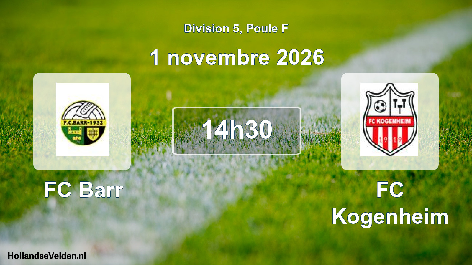 Geplande wedstrijd: FC Barr - FC Kogenheim (1 november 2026)