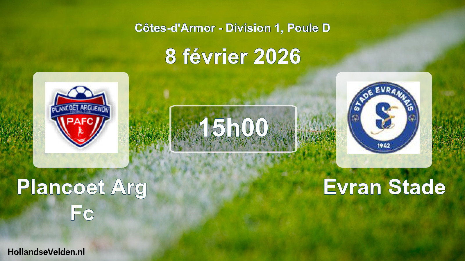 Scheduled Match: Plancoet Arg Fc - Evran Stade (8 February 2026)