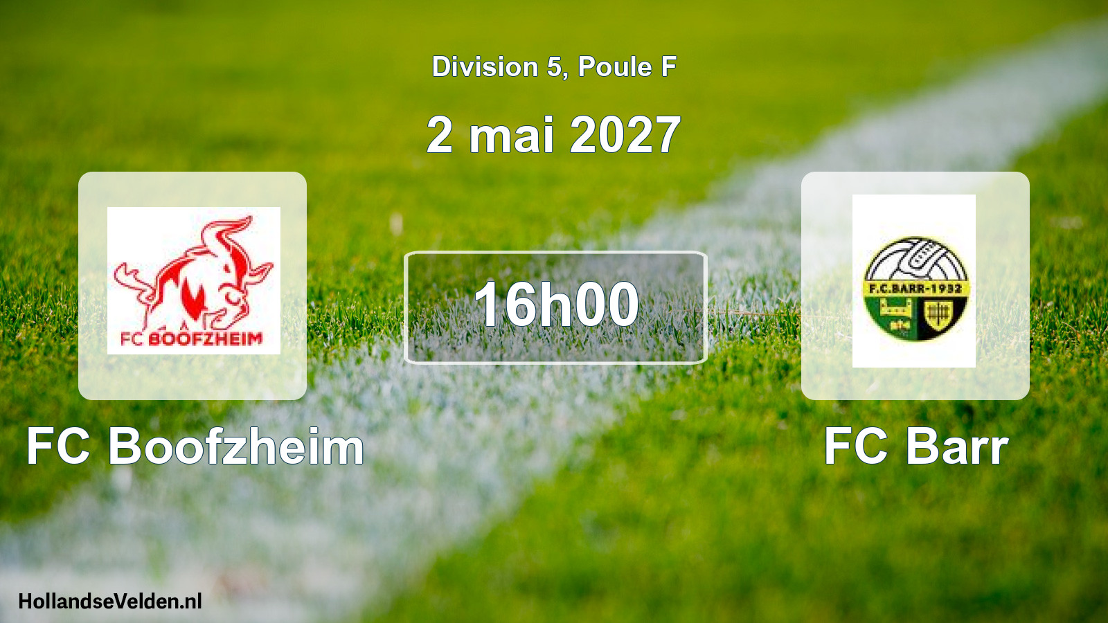 Match programmé: FC Boofzheim - FC Barr (2 mai 2027)