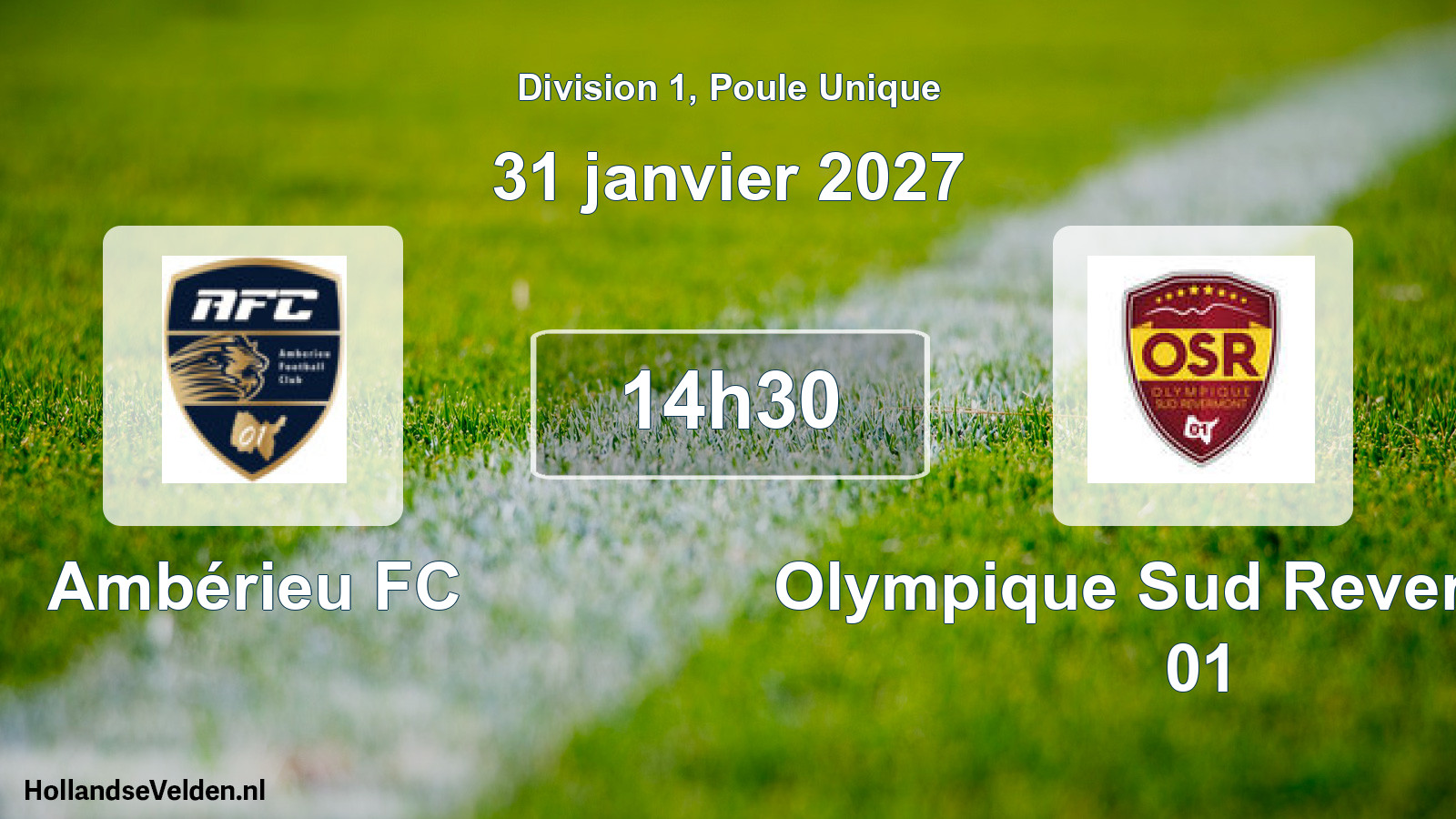 Match programmé: Ambérieu FC - Olympique Sud Revermont 01 (31 janvier 2027)