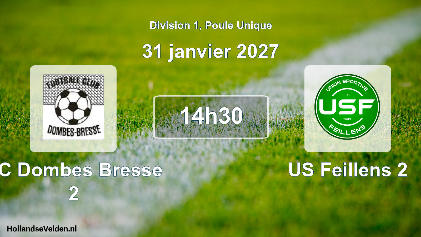 Match programmé: FC Dombes Bresse 2 - US Feillens 2 (31 janvier 2027)