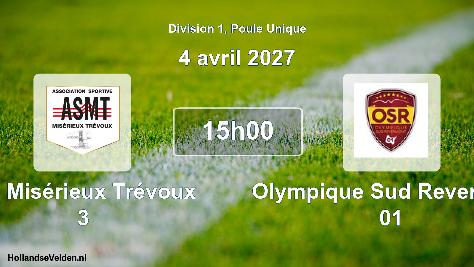 Match programmé: AS Misérieux Trévoux 3 - Olympique Sud Revermont 01 (4 avril 2027)