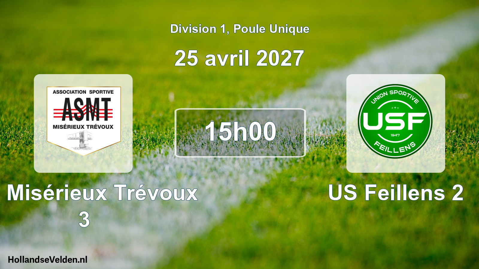 Match programmé: AS Misérieux Trévoux 3 - US Feillens 2 (25 avril 2027)