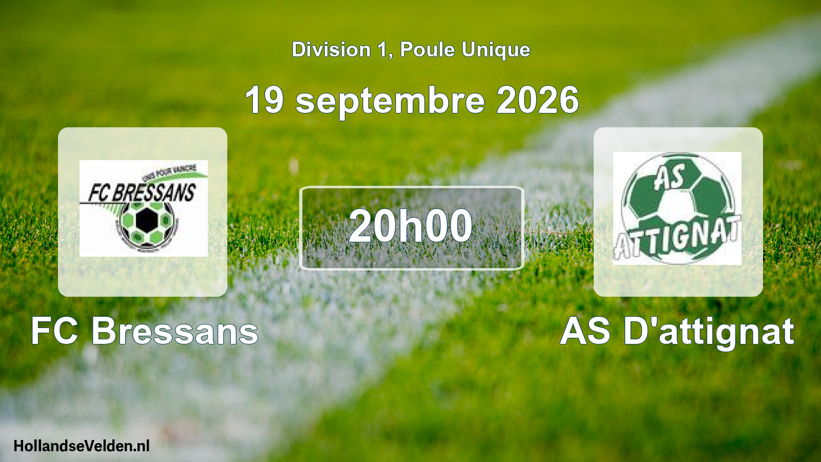 Match programmé: FC Bressans - AS D'attignat (19 septembre 2026)