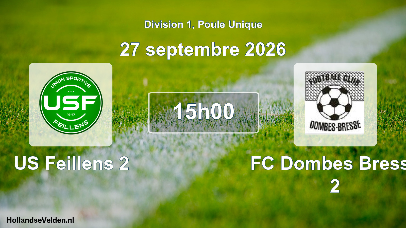 Match programmé: US Feillens 2 - FC Dombes Bresse 2 (27 septembre 2026)
