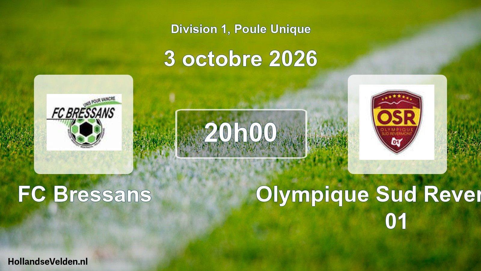 Match programmé: FC Bressans - Olympique Sud Revermont 01 (3 octobre 2026)