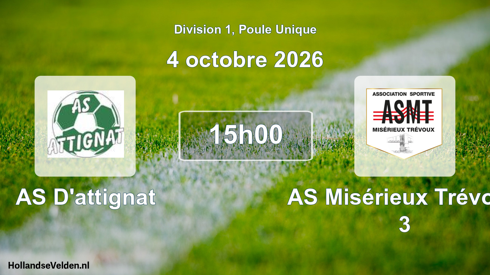 Match programmé: AS D'attignat - AS Misérieux Trévoux 3 (4 octobre 2026)