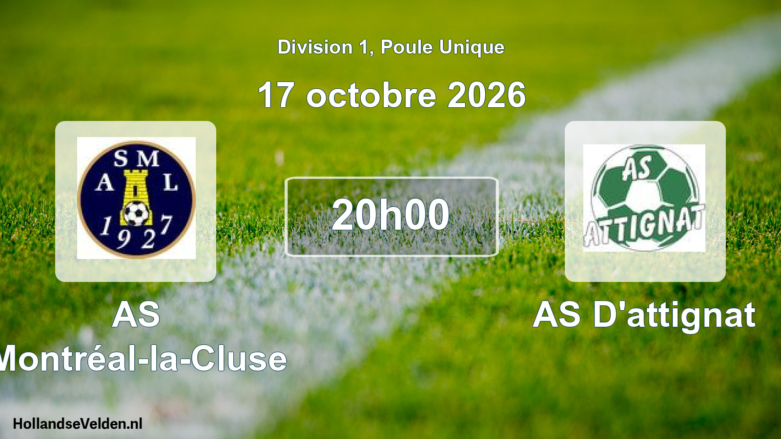 Match programmé: AS Montréal-la-Cluse - AS D'attignat (17 octobre 2026)