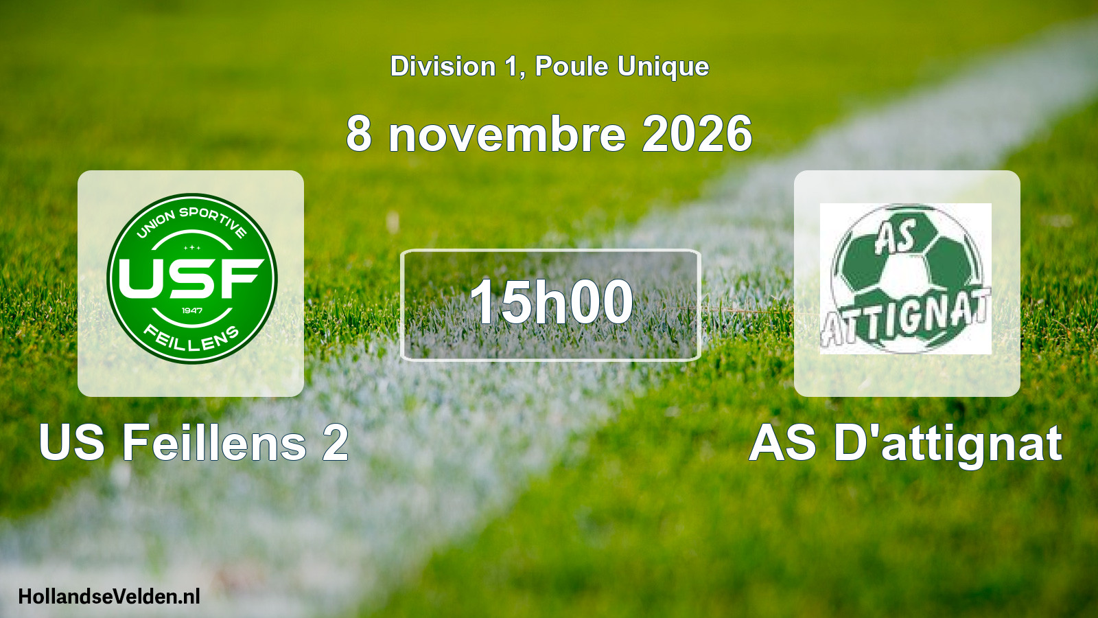 Match programmé: US Feillens 2 - AS D'attignat (8 novembre 2026)