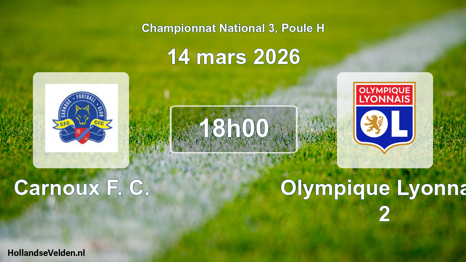 Geplande wedstrijd: Carnoux F. C. - Olympique Lyonnais 2 (14 mars 2026)