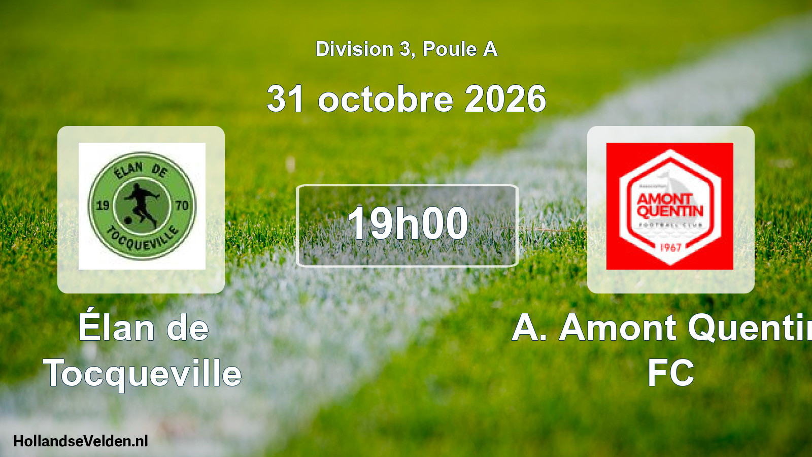 Match programmé: Élan de Tocqueville - A. Amont Quentin FC (31 octobre 2026)