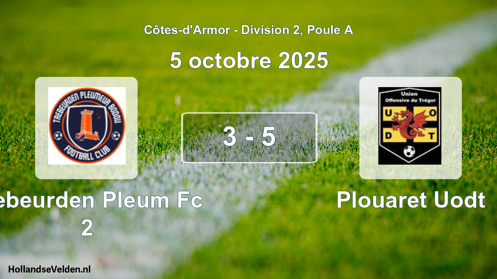 Gespeelde wedstrijd: Trebeurden Pleum Fc 2 - Plouaret Uodt 3 - 5 (5 octobre 2025)