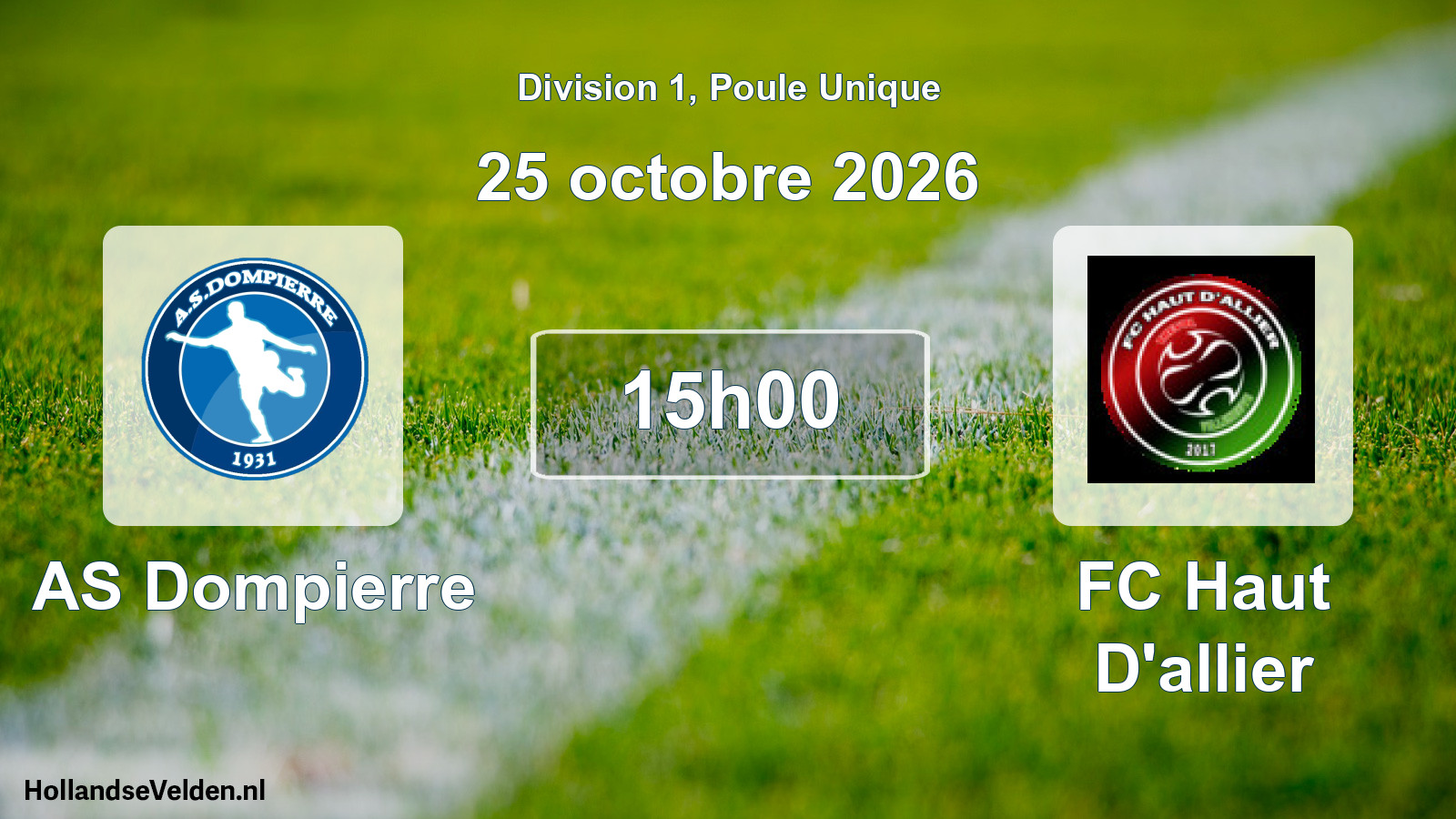 Scheduled Match: AS Dompierre - FC Haut D'allier (25 October 2026)