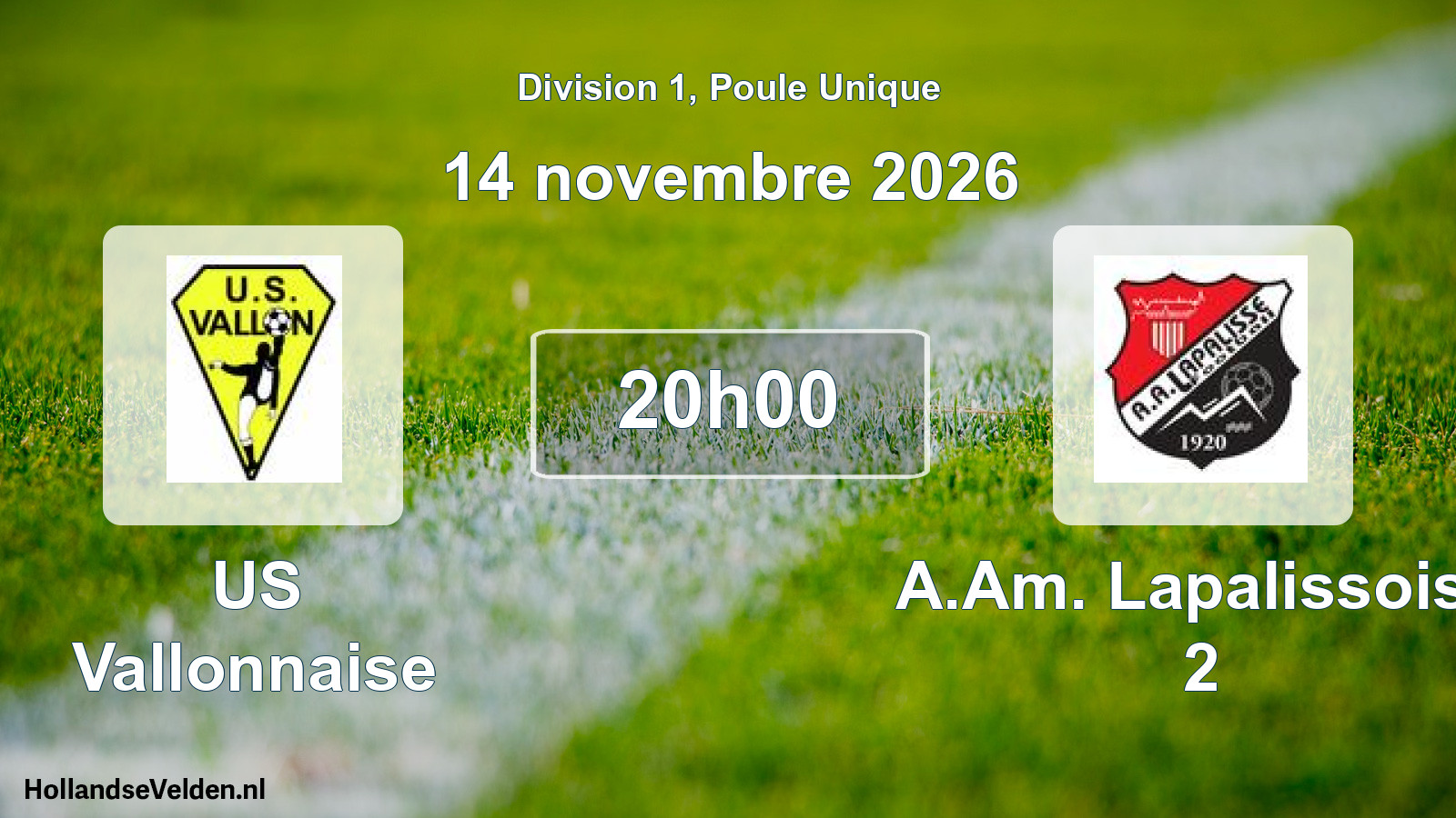 Scheduled Match: US Vallonnaise - A.Am. Lapalissoise 2 (14 November 2026)