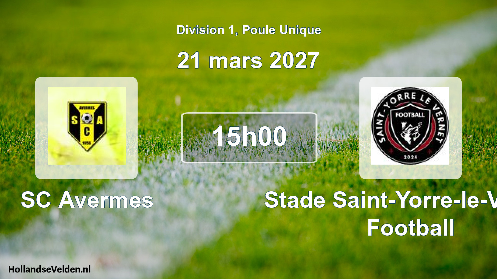 Geplande wedstrijd: SC Avermes - Stade Saint-Yorre-le-Vernet Football (21 maart 2027)